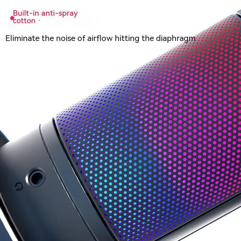 RGB condenser USB microphone for computer streaming in black, white, or pink colours