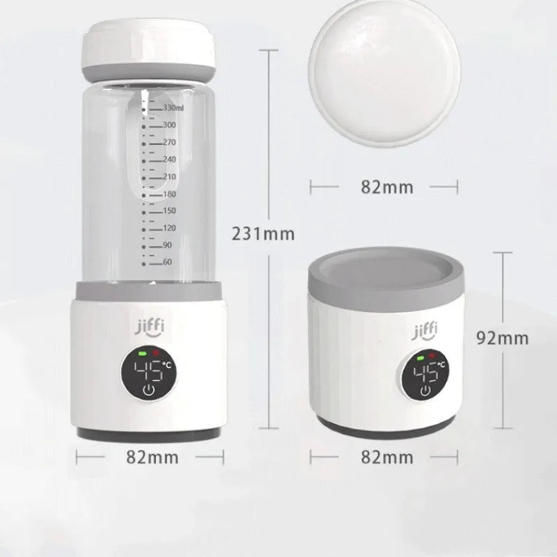 White portable milk warmer with 350ml capacity and 9000mAh battery
