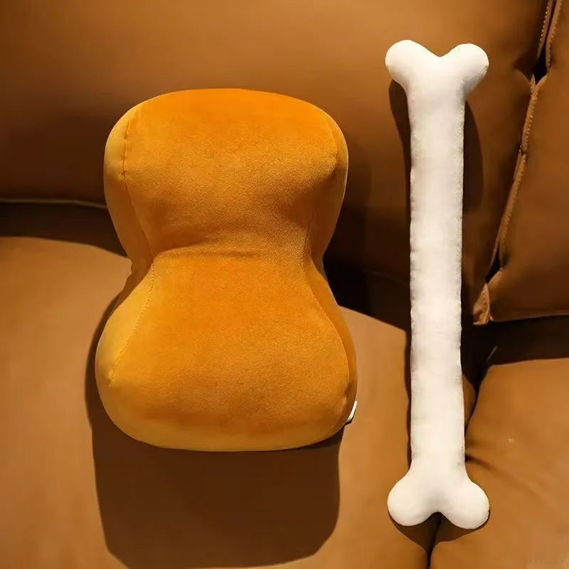 Creative meat bones plush toy in big stick meat bones colour on a sofa