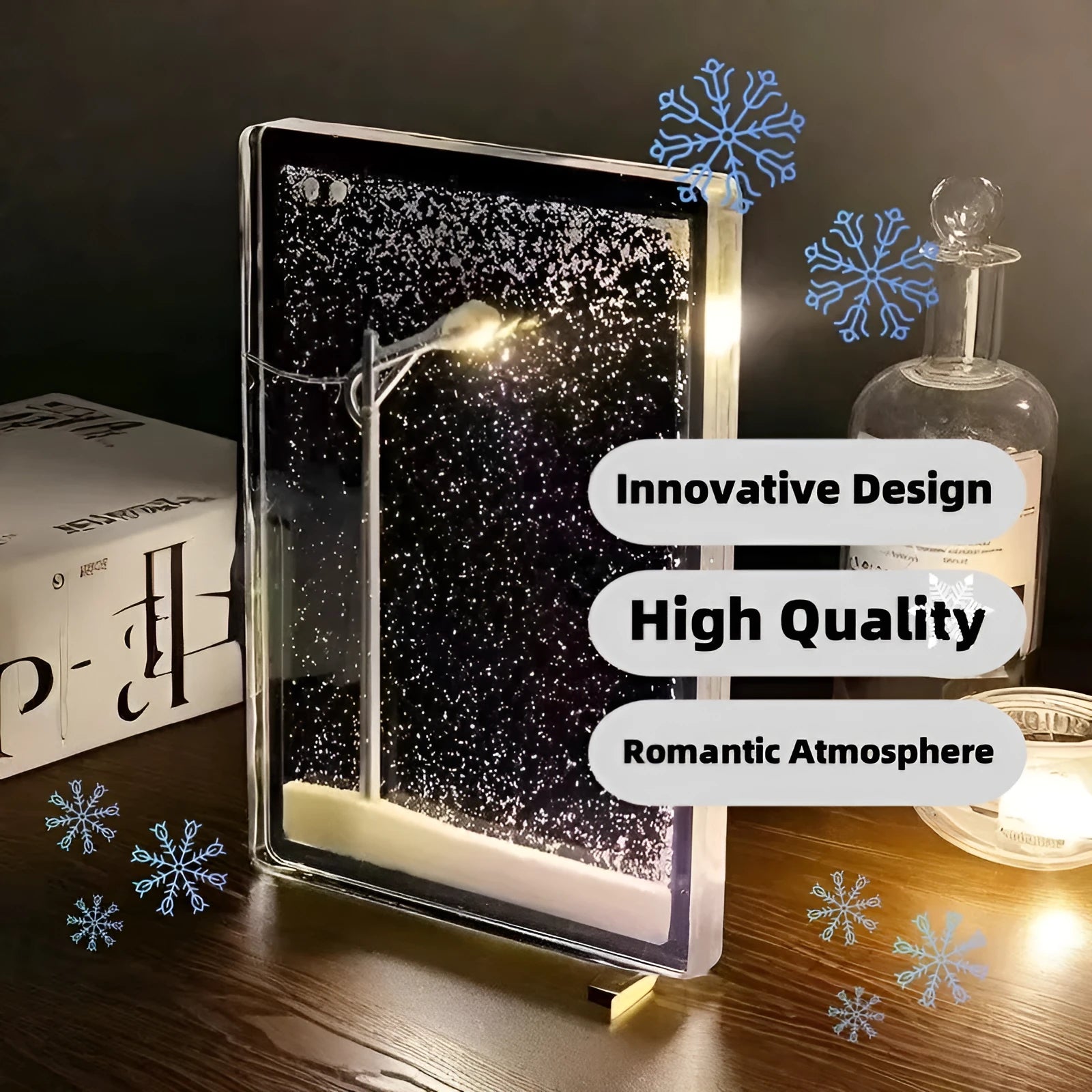 DIY snowy night light kit with LED snowflake street lamp model components for Christmas decoration