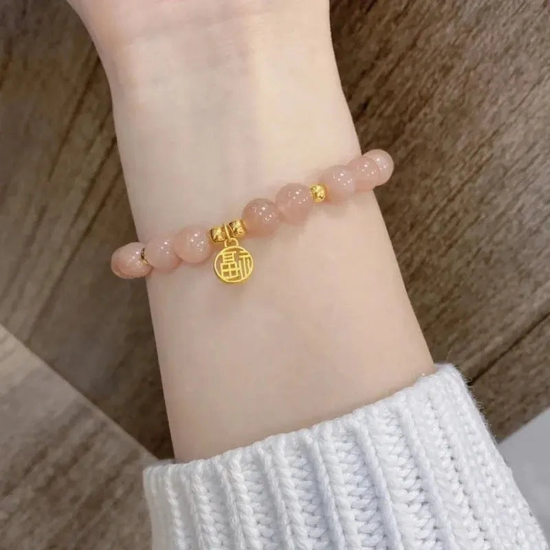 Handmade Chinese style glass women's bracelet featuring bamboo joint design elements.