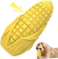 Blue and yellow corn stick dog chew toy with textured surface for aggressive chewers