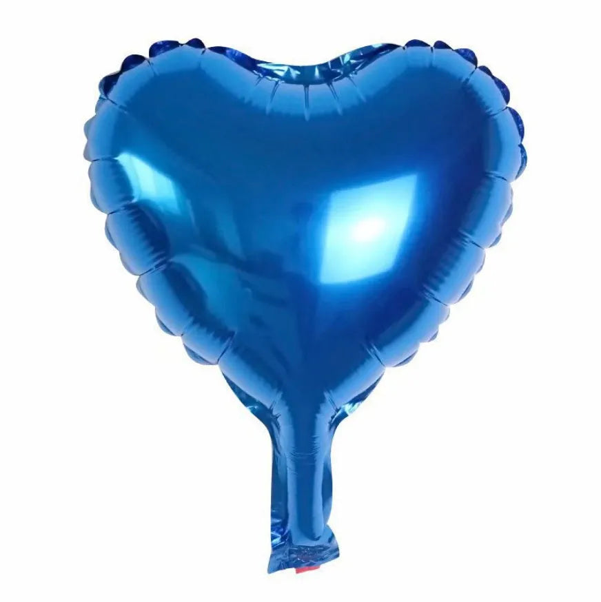 Five aluminium foil peach heart balloons in metallic colours arranged together
