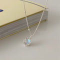 Women's 925 sterling silver necklace with geometric stone pendant on adjustable curb chain
