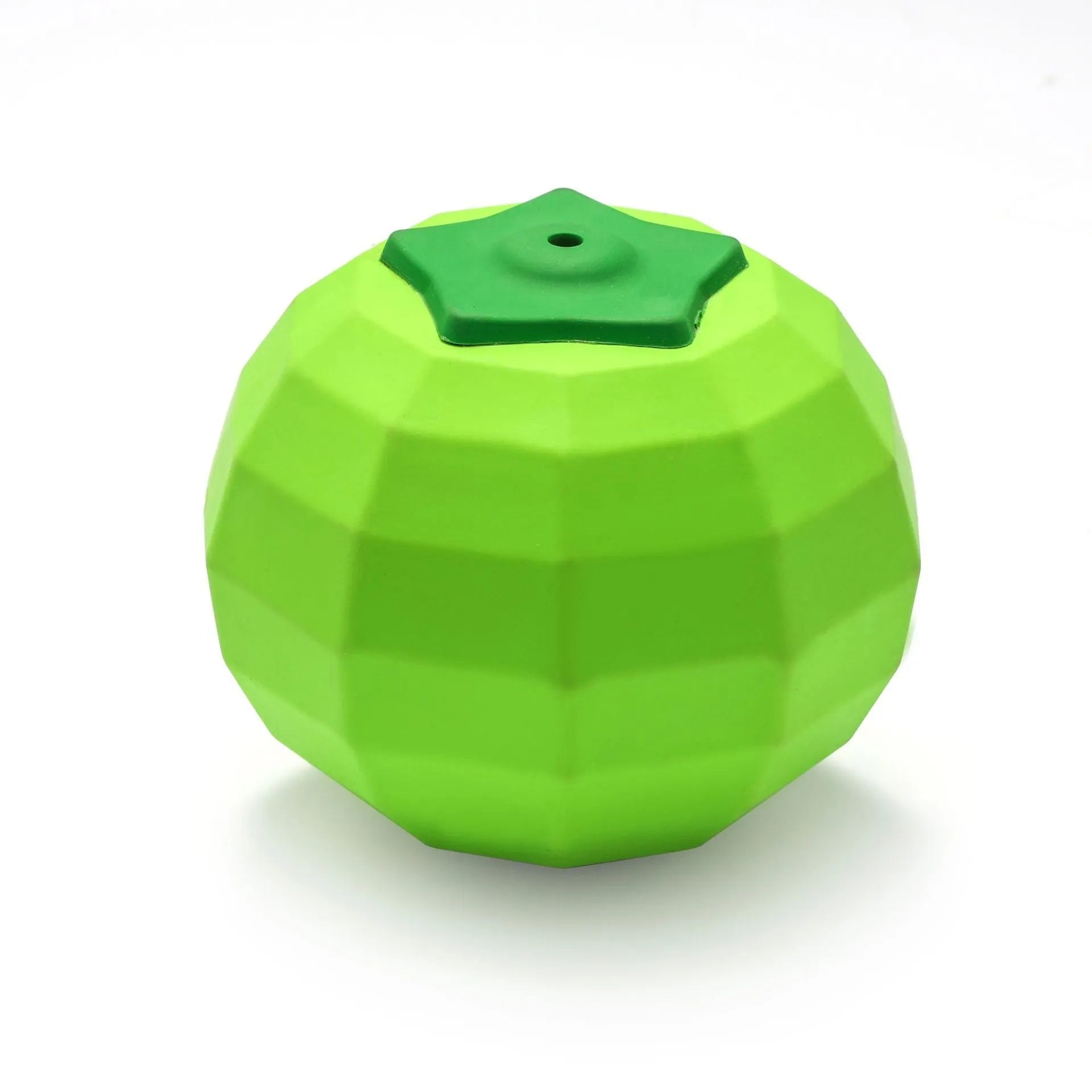 Green natural rubber dog squeaky ball chew toy for aggressive chewers measuring 90mm