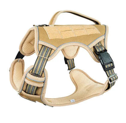 Working dog tactical chest harness for search and rescue dogs in camouflage colour
