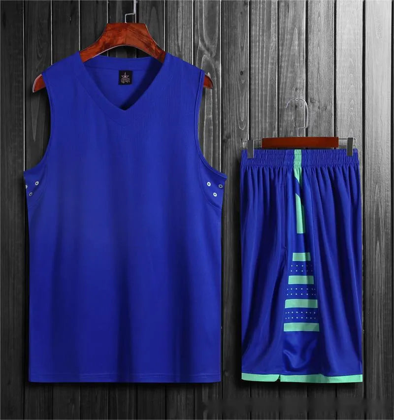 Unisex white breathable sports vest and pants set for basketball training on a mannequin