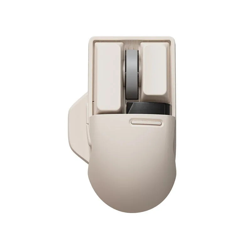 Xiaoqiao tofu colour wireless ergonomic mouse with USB receiver on a desk