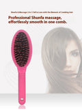 Black ring tooth airbag comb for hair extensions on pink background showing dimensions