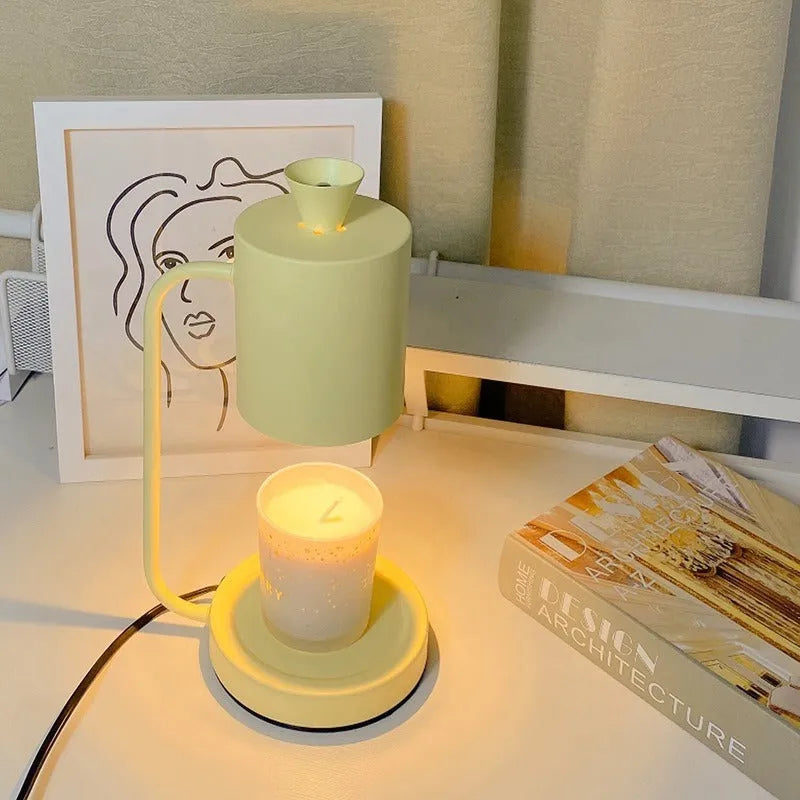 European-style white aromatherapy wax melt lamp with dimmer switch on a long cable