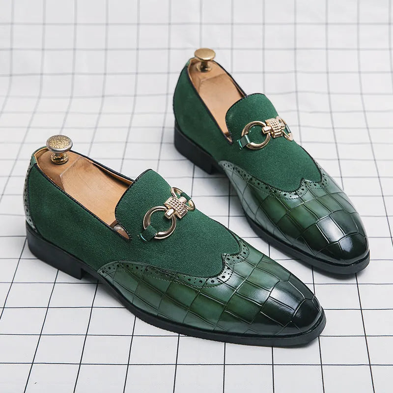 Men's pointed toe casual shoes in artificial PU leather with rubber sole, Korean style design