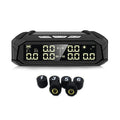 Solar tyre pressure monitor with colour display for six tyres on RVs and trucks