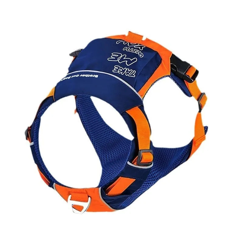 Orange blue nylon dog chest strap vest harness for medium large dogs