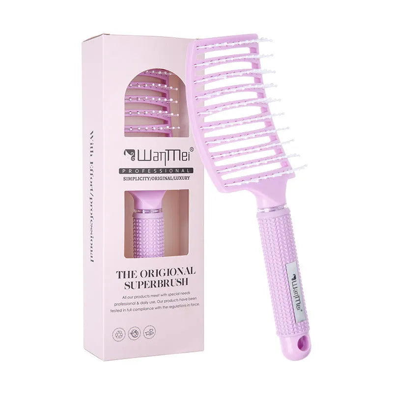 Jelly Color Large Hair Curling Comb in pink ABS nylon, over 20 cm long