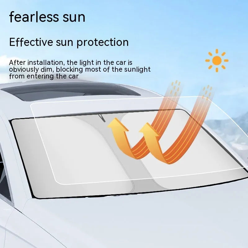 Car double ring front sun shield with NC fabric and titanium silver glue coating
