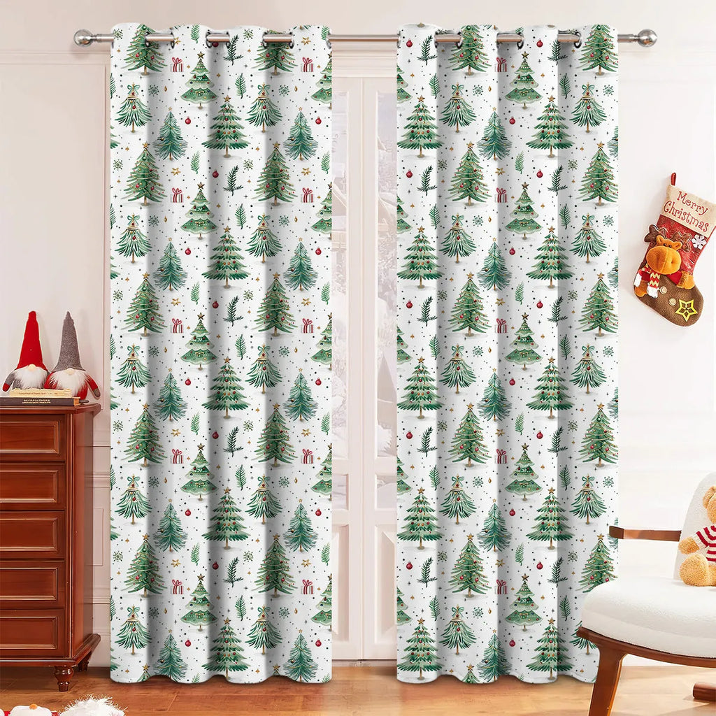Christmas Forest Punching design polyester shading curtain showing punched pattern detail