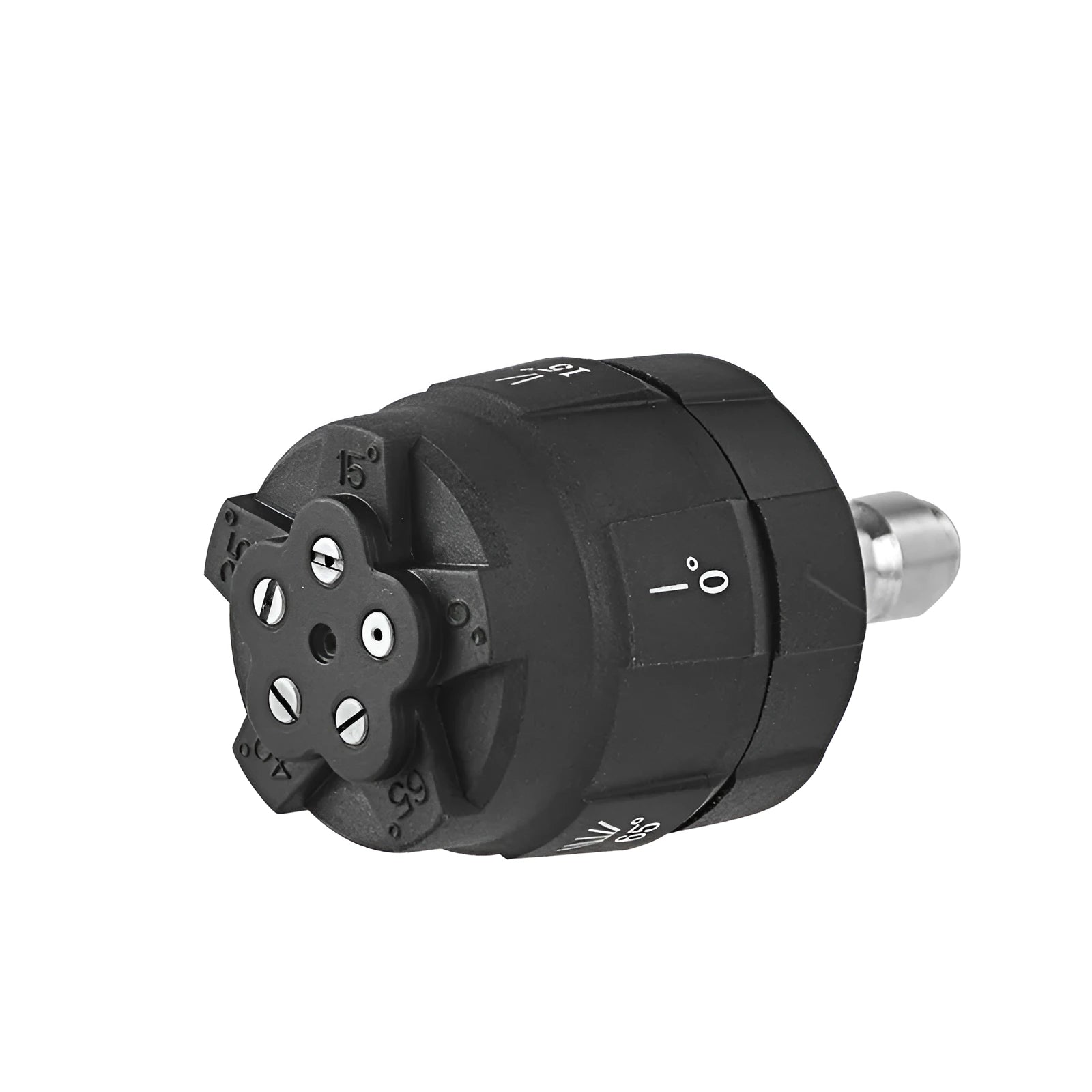 Five-in-one high-pressure water nozzle showing engineering plastic construction and rotational pattern selector