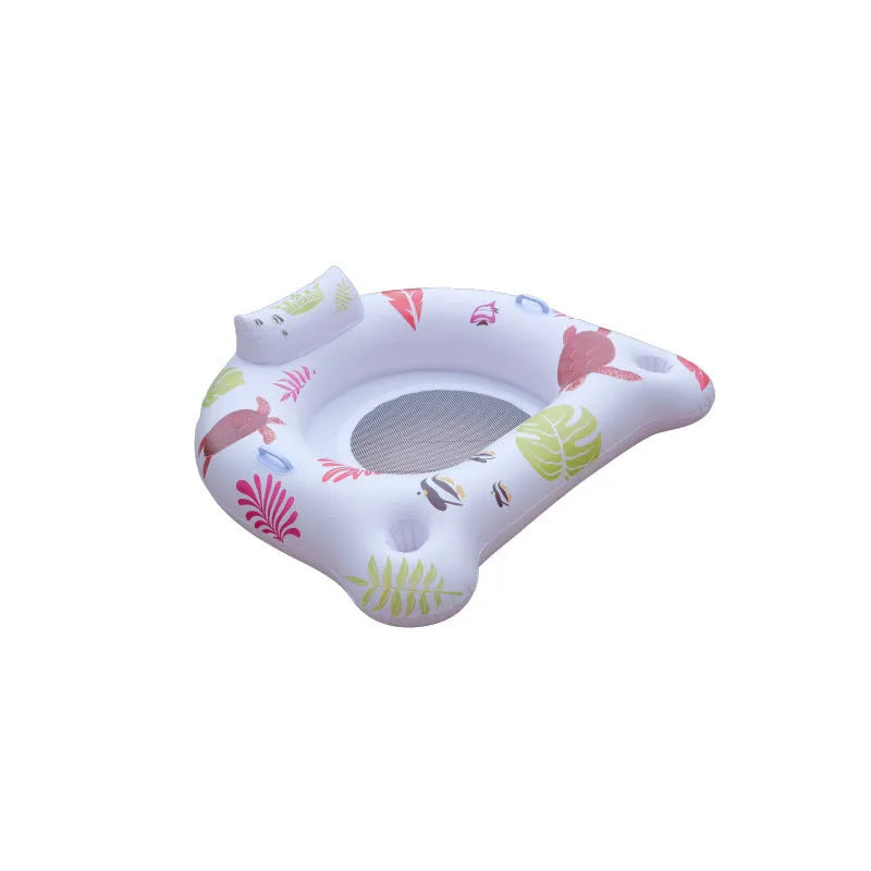 White U-shaped inflatable float with luminous design for pool lounging