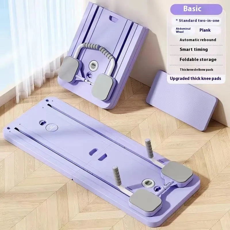 Standard purple fitness board with automatic rebound abdominal wheel for multi-functional exercises