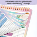 B5 budget tally book with blue PP cover and spiral binding, open on a table.