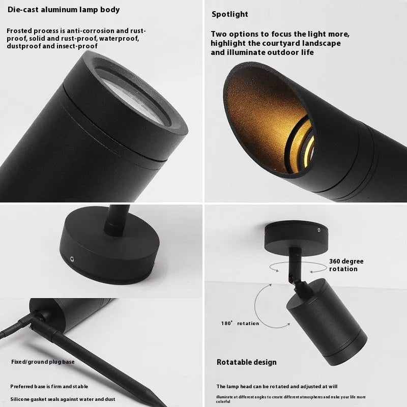 Outdoor aluminium ground lamp with IP65 waterproof rating for garden lighting