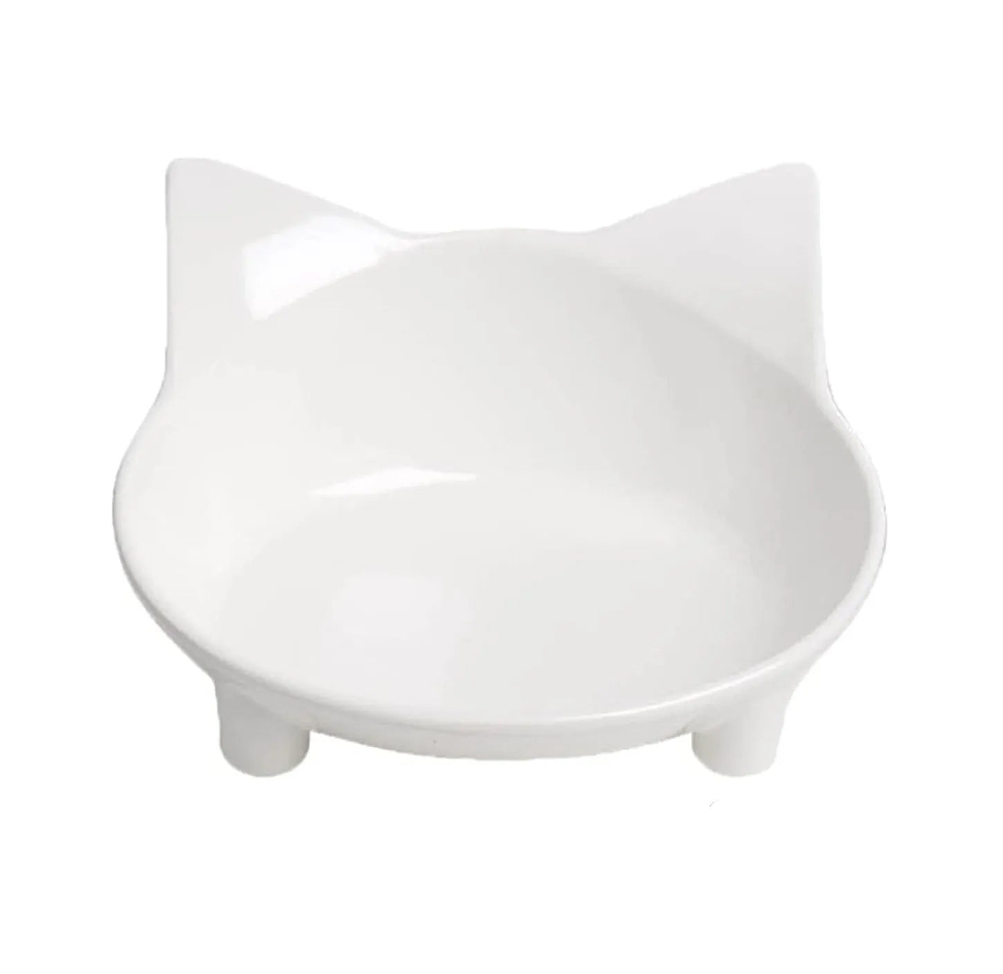 Set of four black shallow melamine pet bowls with non-slip rubber bases on a white surface.
