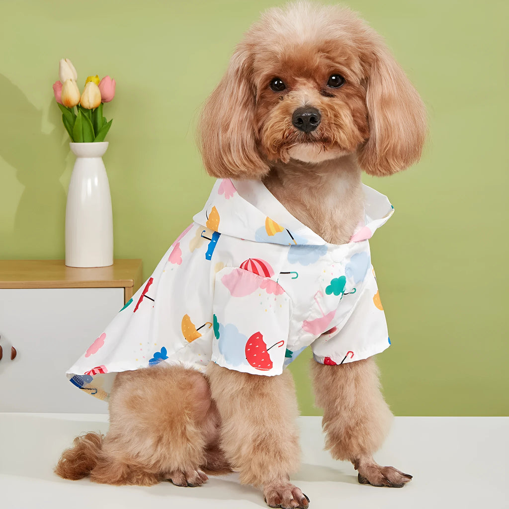 Cartoon umbrella pattern pet raincoat for small dogs and cats in colourful design