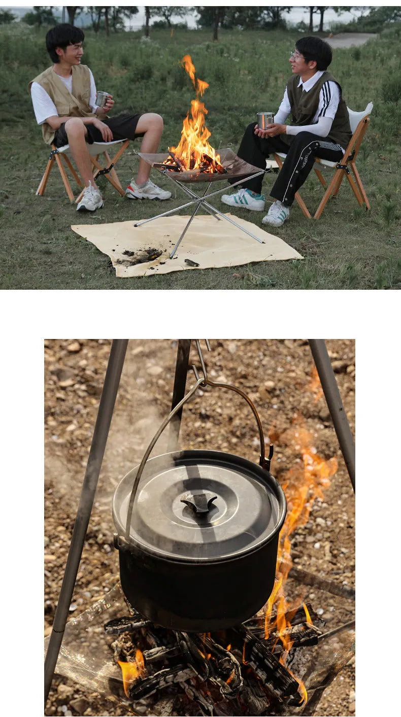 Silver stainless steel barbecue grill with cooking net, shown in medium and large sizes for outdoor use.