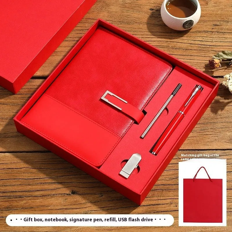 A5 soft leather business notebook in choice of colours with gift box packaging.