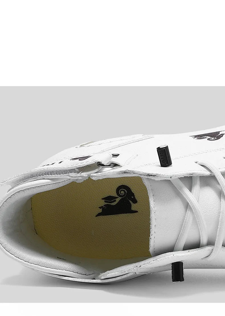 Men's khaki high top Octopus shoes with round toe and rubber sole on a white background.