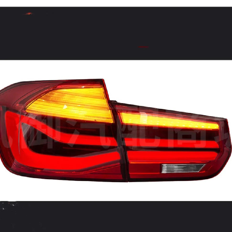 Modified LED tail light assembly for BMW 3 Series (2012-2015) in red or smoked black finish.
