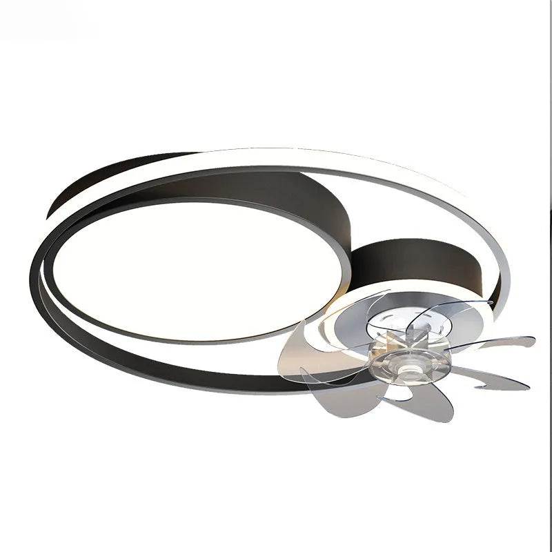 Nordic style ceiling fan with light, showing 48cm metal blades and an acrylic lampshade in a gold finish.