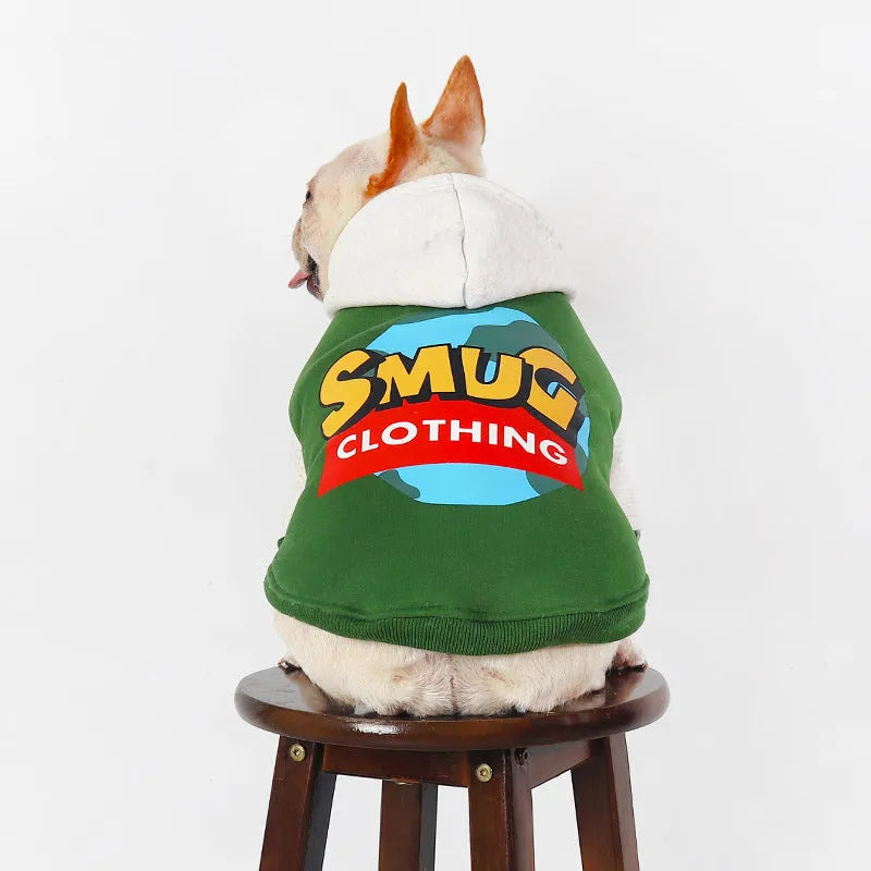Green cotton dog clothing for autumn and winter wear in sizes L to 4XL