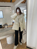 Women's cream white knitted wide-leg high-waist trousers laid flat, showing long straight-leg mopping style.