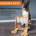 Wooden dog puzzle toy treat dispenser feeder measuring 31x30x20cm