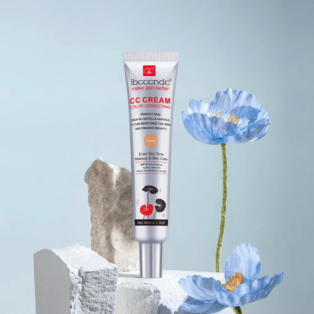 Erborian Centella Asiatica CC cream tube in dark and light colour shades, colour-correcting makeup primer