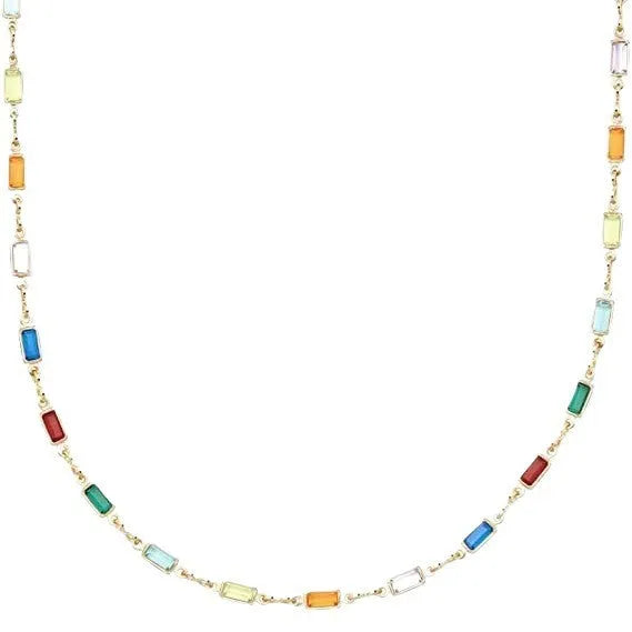 Modern ladies' geometric crystal necklace with a random colour pendant on an adjustable alloy chain.