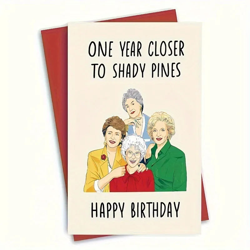 Simple printed birthday greeting card with a matching coloured or kraft paper envelope.