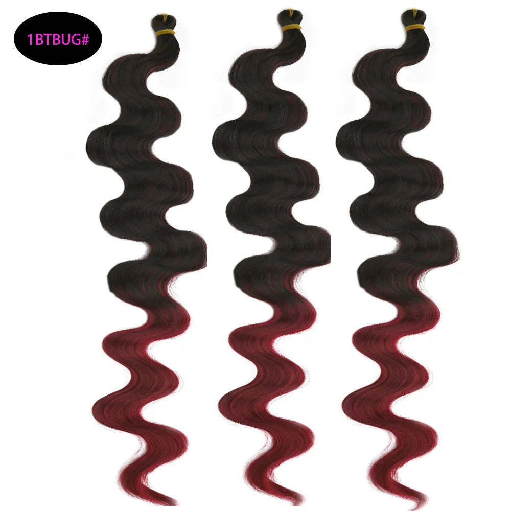Wine red big wave synthetic hair extension 24 inches long with matte finish