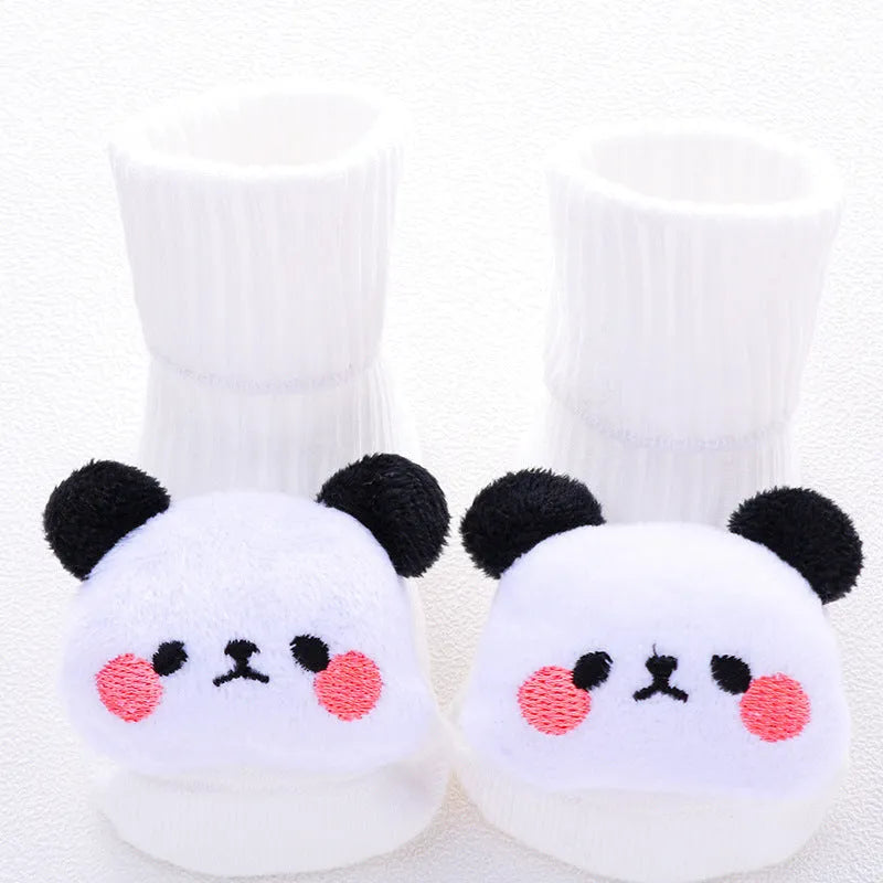 Cotton baby floor socks with anti-slip soles in multiple colours and patterns