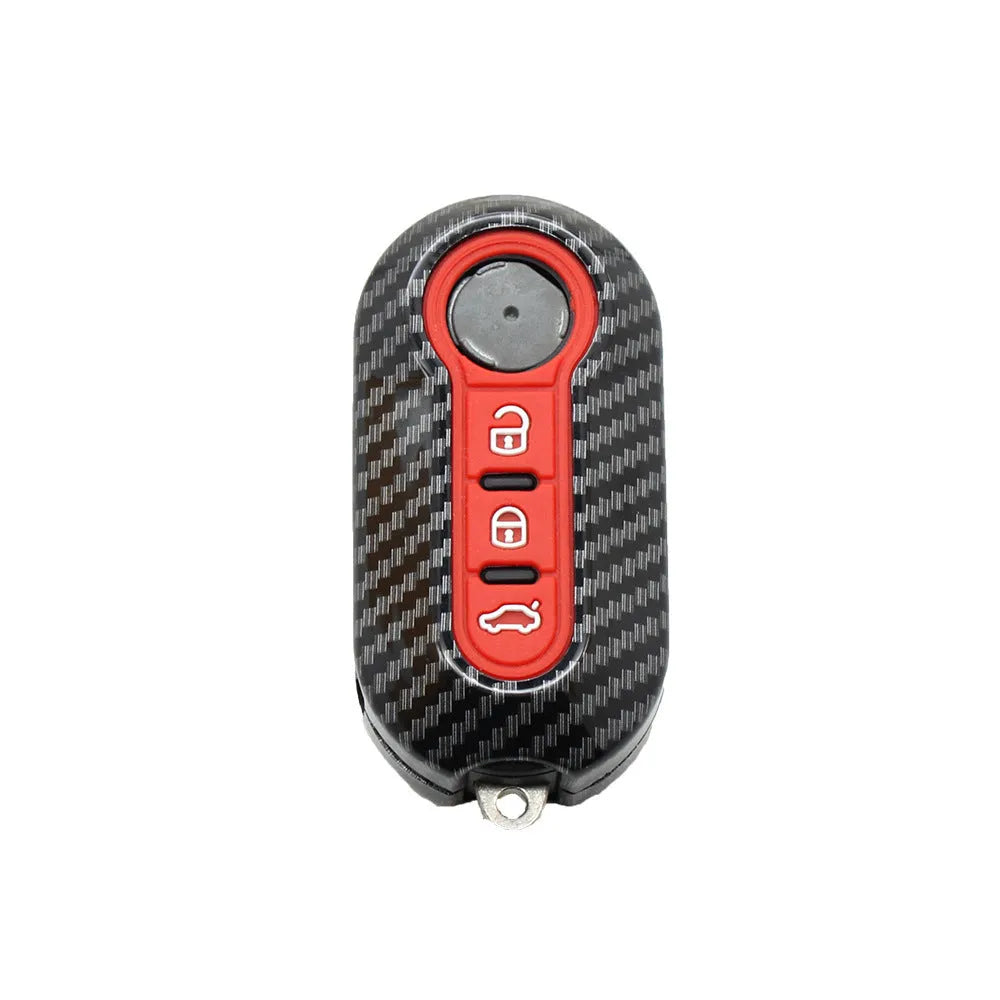 Carbon fibre design ABS key case for Fiat 500 Boyue Ottimo Viaggio in black, red, dark blue