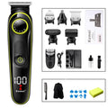 Black KM-696 household electric hair clipper set with USB charging cable and stainless steel blades
