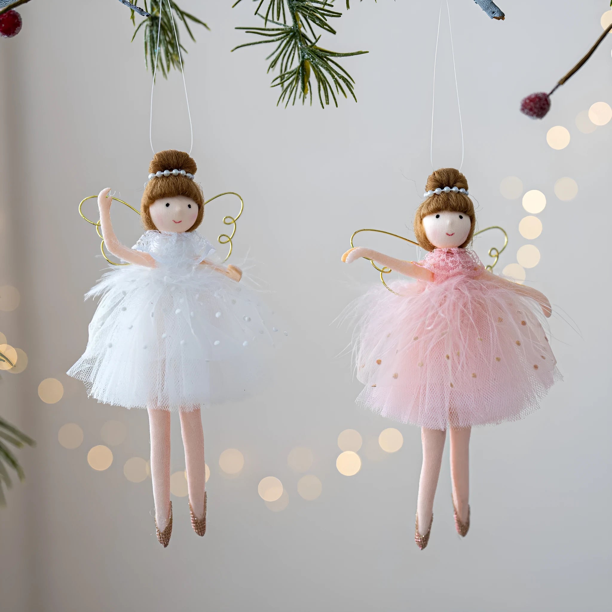 Pink and white cloth ballet angel girl plush doll pendant for decorative display