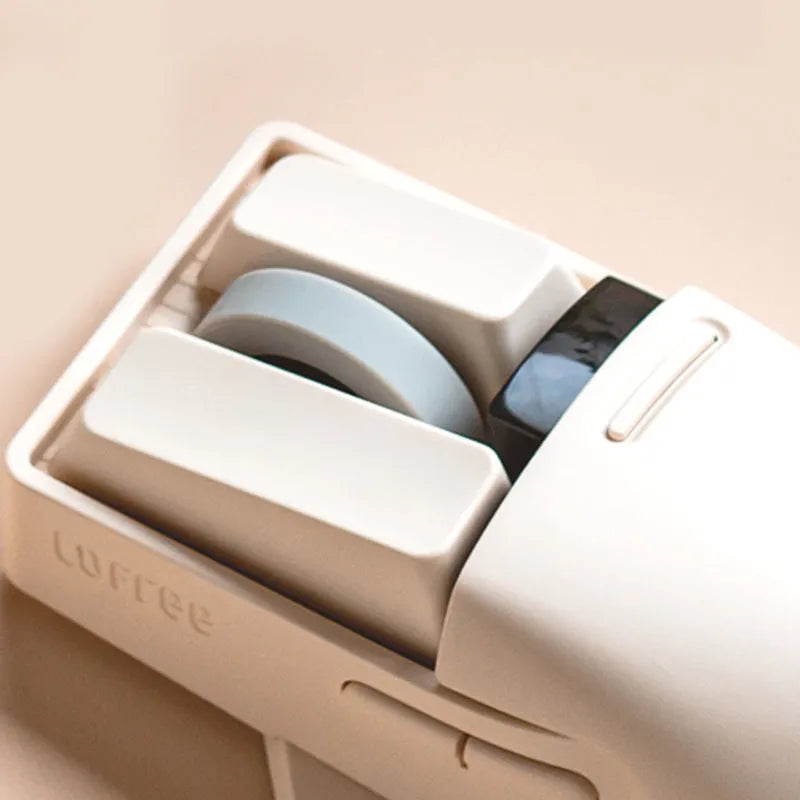Xiaoqiao tofu colour wireless ergonomic mouse with USB receiver on a desk