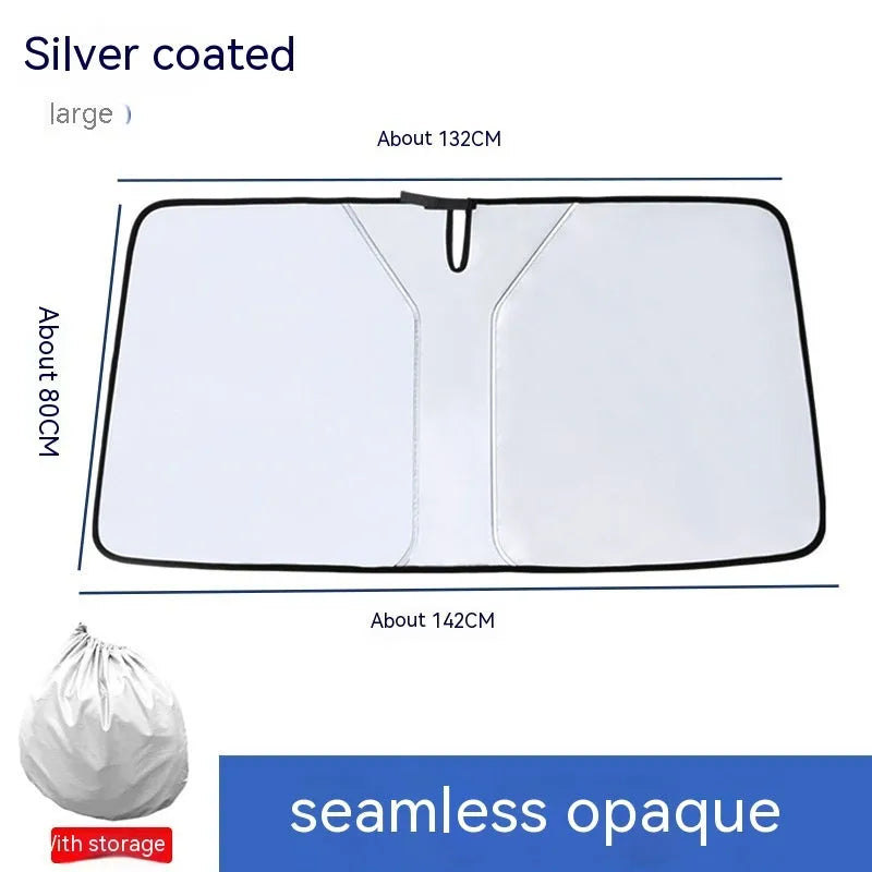Car double ring front sun shield with NC fabric and titanium silver glue coating