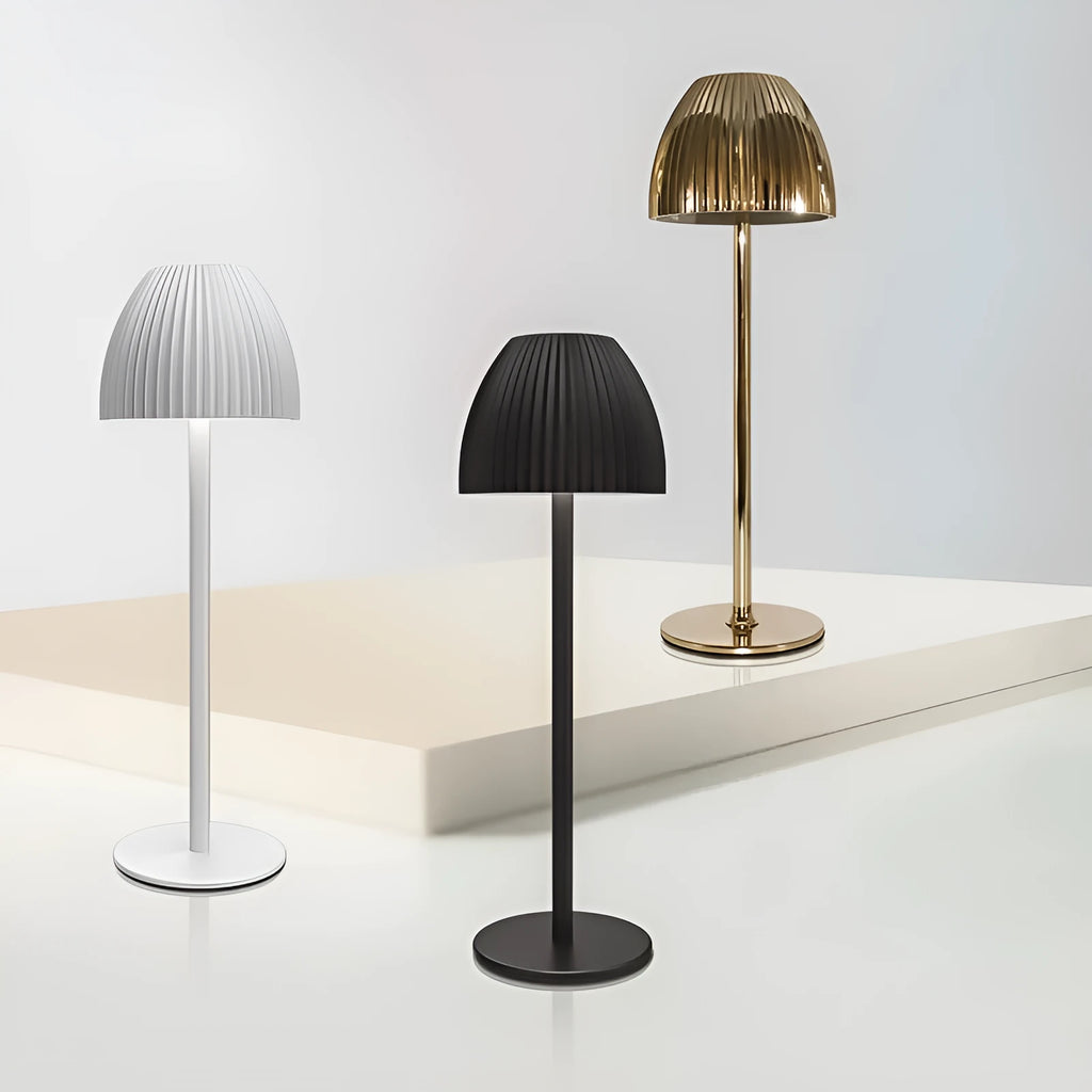 Modern dimmable night lamp with thin round base in black or white for dining room and bedroom