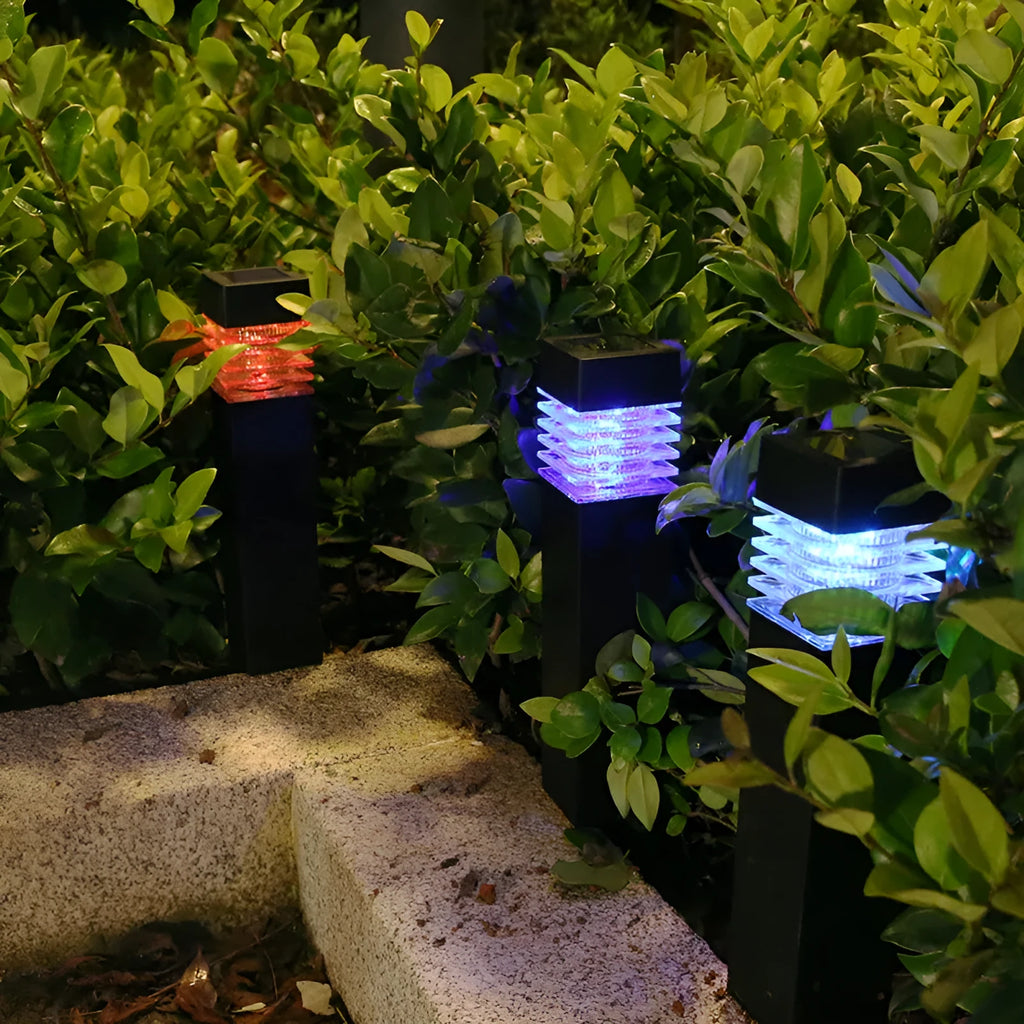Solar lawn ground lamp with cuboid design for garden and courtyard lighting