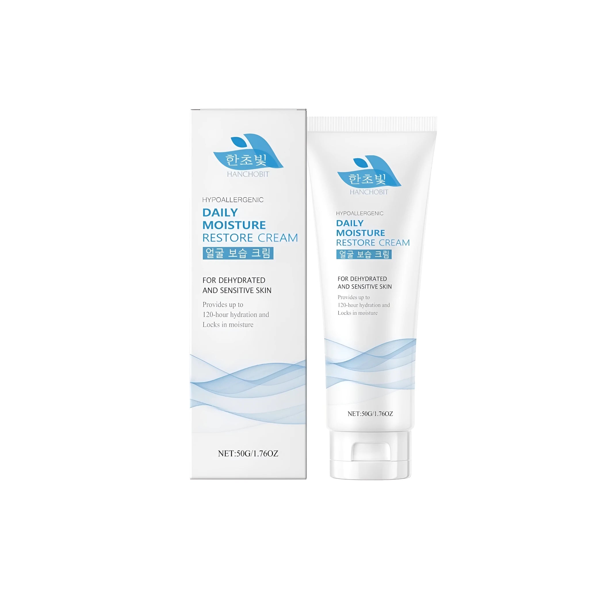 50g jar of facial moisturising cream with hyaluronic acid and ceramide NP for dry sensitive skin