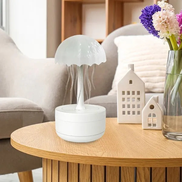 White jellyfish design humidifier diffuser with colourful night light and mist output