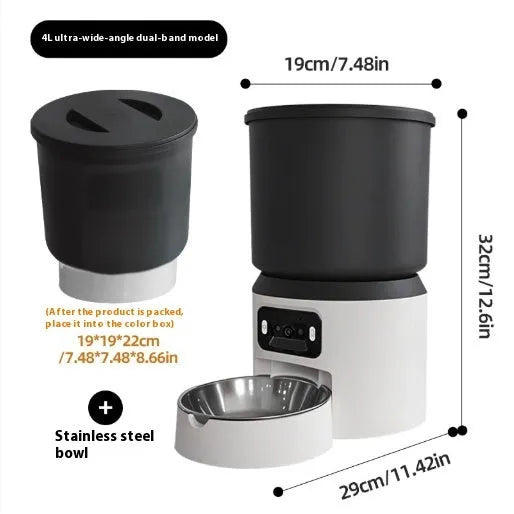 4L smart pet feeder with stainless steel bowl and WiFi remote control for cats and dogs